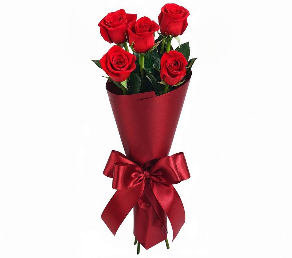 Букет 5 Красных роз Эдлесс Лав в Русской Поляне