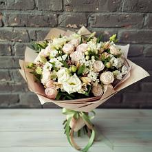 Букет цветов из:  Альстромерии, Розы и Хризантемы в Русской Поляне