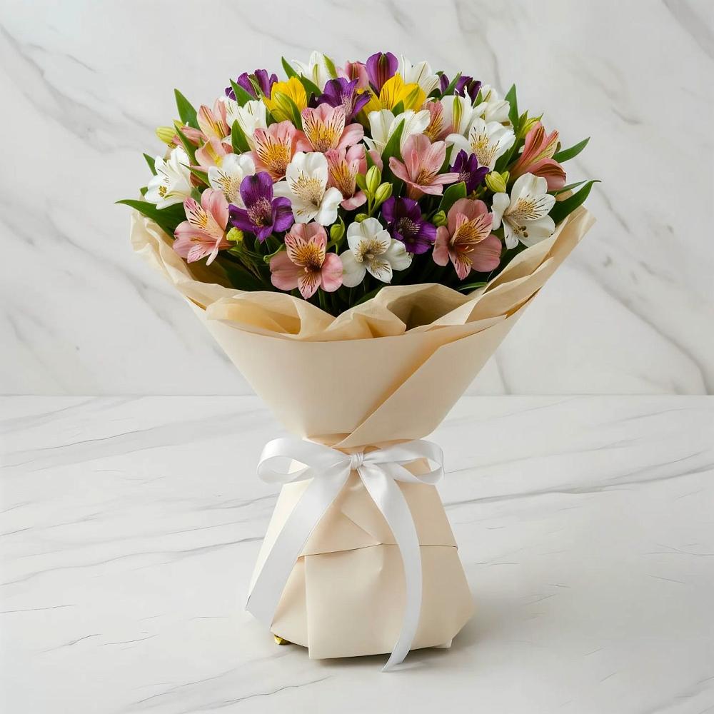 Букет цветов из: Альстромерии в Русской Поляне