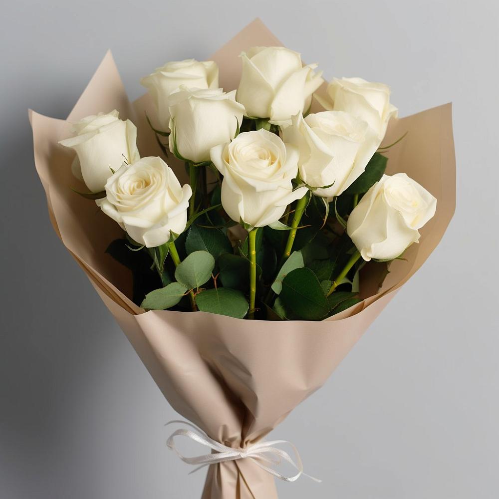 Букет 9 Белых роз Эдлесс Лав в Русской Поляне