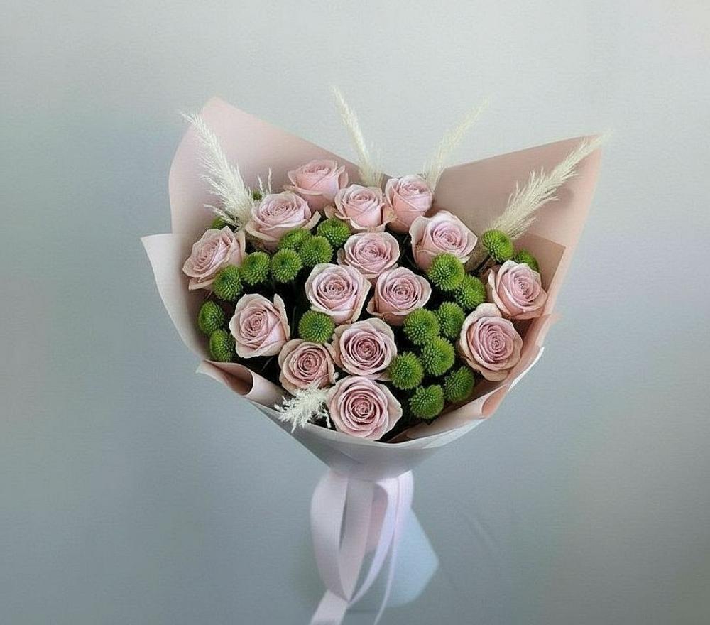 Букет цветов из: Розы и Хризантемы в Русской Поляне