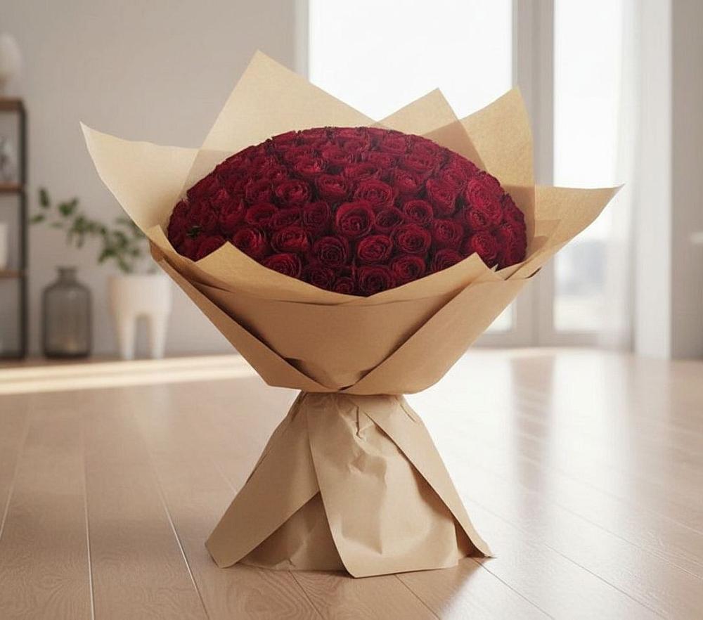 Букет 101 Красная роза в Русской Поляне