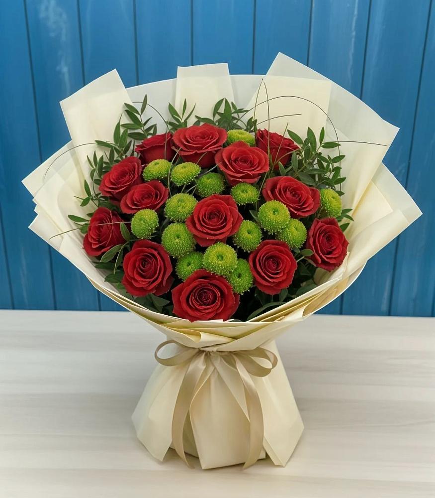 Букет цветов из: Розы и Хризантемы в Русской Поляне