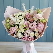 Букет цветов из:  Альстромерии и Розы #REPLACE_PRED# Русской Поляне